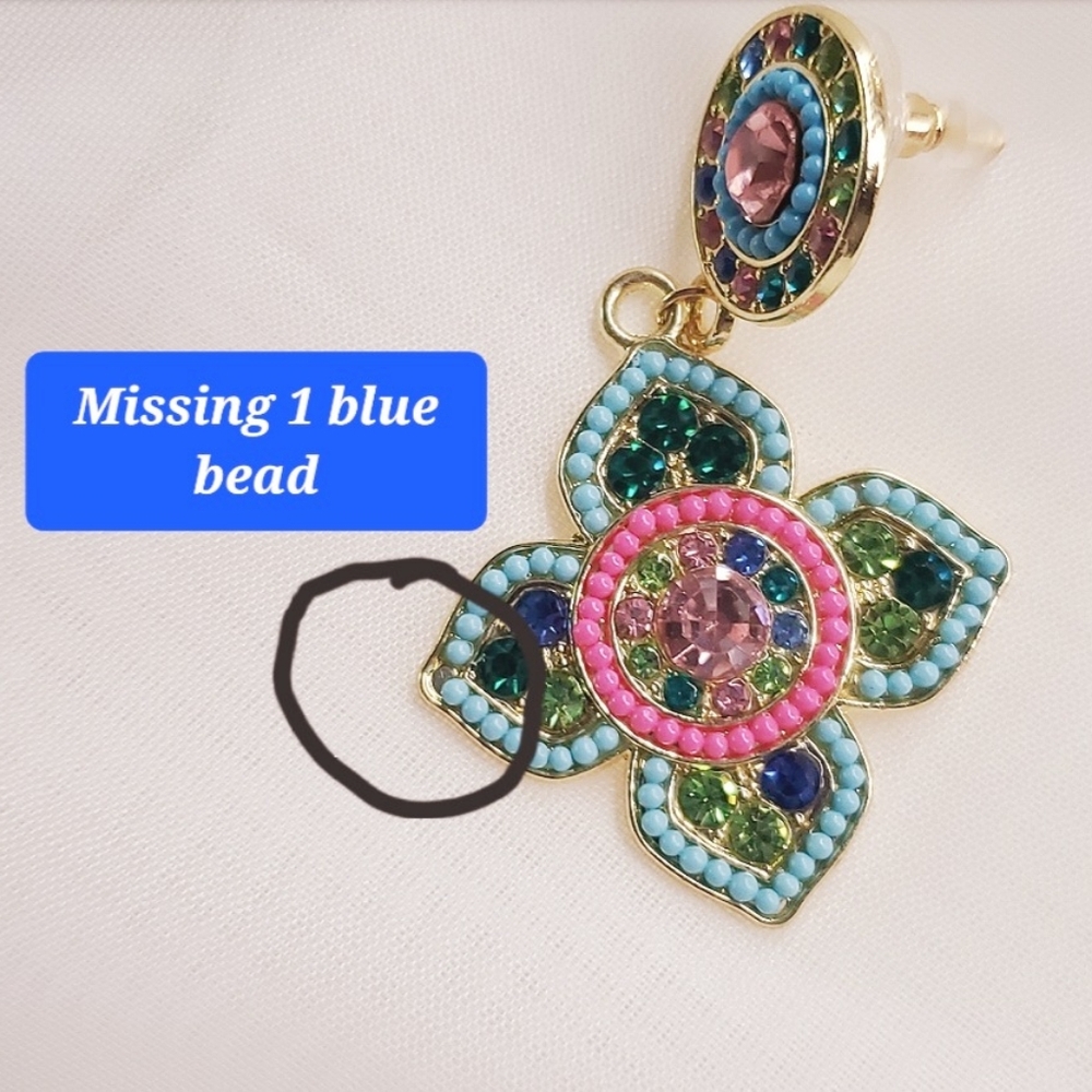 Multicolor Mosaic Rhinestone Earrings - Picture 10 of 12